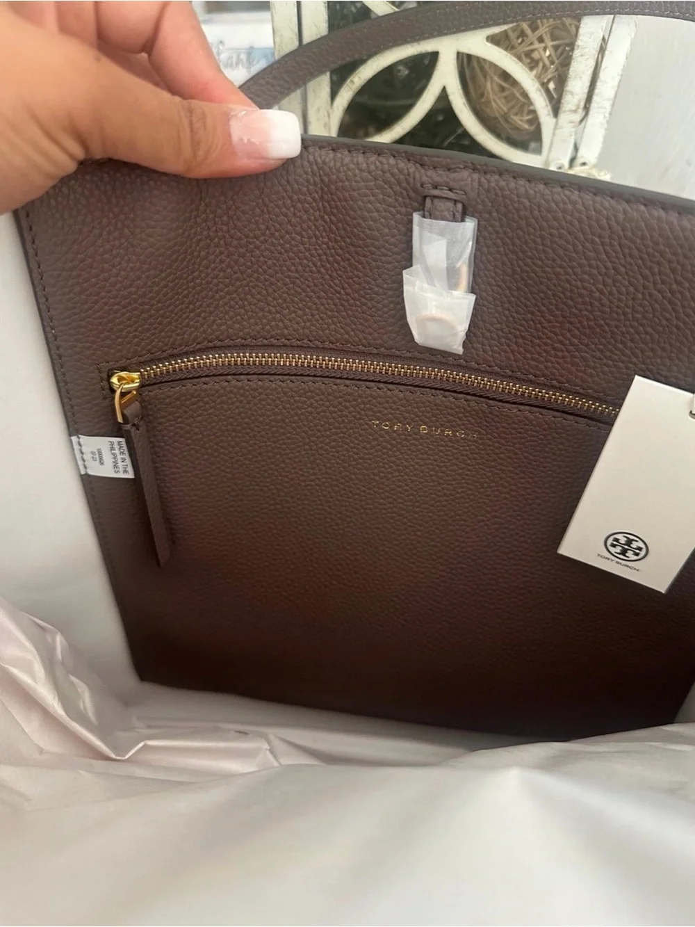 New Tory Burch McGraw Leather Tote Bag